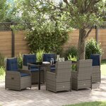 vidaXL Ensemble de mobilier de jardin 7 pièces en rattan poly gris