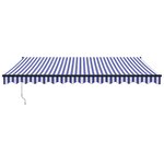 vidaXL Auvent rétractable automatique bleu et blanc 4 5x3 m