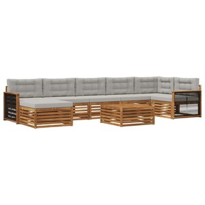 vidaXL Ensemble de canapés d'extérieur 8 pc Naturel et gris clair