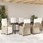 vidaXL Ensemble de mobilier de jardin de 7 pièces en rotin beige