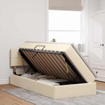 vidaXL Lit de rangement LED avec matelas Crème 100 x 200 cm Tissu