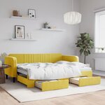 vidaXL Lit de jour avec gigogne et tiroirs jaune 80x200 cm velours