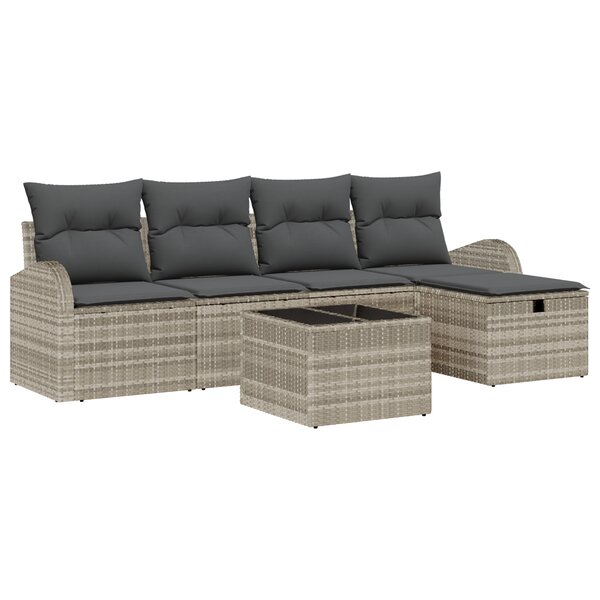 vidaXL Canapé de jardin 6 pièces avec coussins en rotin poly gris clair