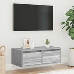 vidaXL Meuble TV avec lumières LED sonoma gris 75x35 5x25 cm