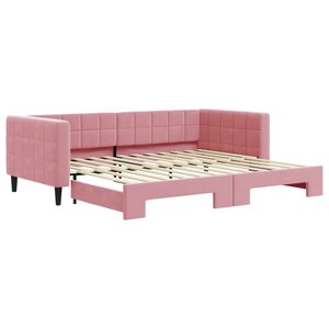 vidaXL Lit de jour avec gigogne sans matelas rose 90x200 cm