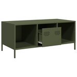 vidaXL Table basse vert olive 101 5x50x43 5 cm acier laminé à froid