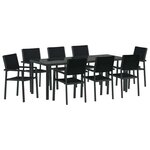 vidaXL Ensemble de salle à manger pour jardin 9 Pièces Noir