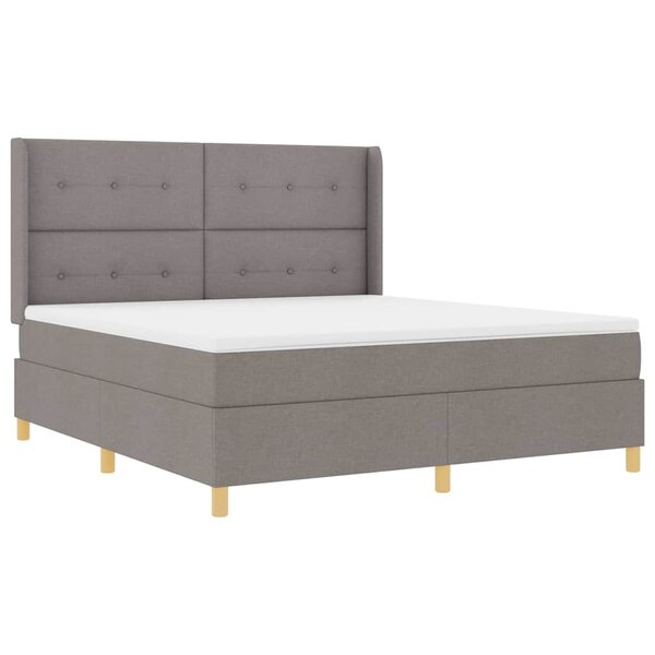 vidaXL Lit à ressorts avec bandes LED Taupe 180 x 200 cm tissu