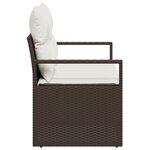 Canapé de jardin 2 places avec coussins en poly rotin marron