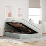 vidaXL Lit de rangement LED avec matelas Gris clair 140 x 190 cm