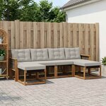 vidaXL Ensemble de canapés d'extérieur 6 Pièces Naturel et gris clair