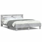 vidaXL Cadre de lit avec LED sans matelas gris béton 150x200 cm
