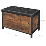Banc de rangement siège rembourré bout de lit pour couloir chambre salon en métal montage facile style industriel pu noir marron rustique 12_0004171