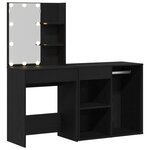 vidaXL Table de maquillage avec LED et cabinet chêne noir bois d'ingénierie