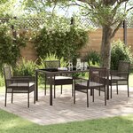 vidaXL Ensemble de salle à manger jardin 5 pièces avec coussins poly rattan marron