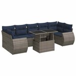 vidaXL Salon de jardin avec coussins 8 Pièces gris résine tressée acacia