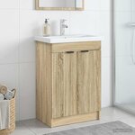 vidaXL Armoire sous évier de salle de bain Chêne Sonoma