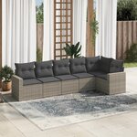vidaXL Salon de jardin 6 Pièces avec coussins gris résine tressée