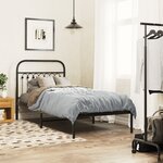 vidaXL Cadre de lit métal sans matelas avec tête de lit noir 90x200 cm