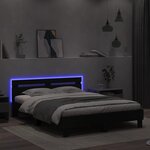 vidaXL Cadre de lit avec tête de lit et LED noir 140x190 cm