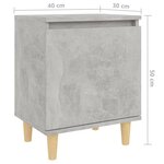 vidaXL Table de chevet avec pieds en bois Gris béton 40x30x50 cm