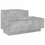 vidaXL Table de chevet avec lumières LED gris béton 70x36x40 5 cm