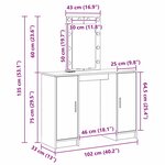 vidaXL Table de Toilette Blanc 102 x 33 x 135 cm Bois d'ingénierie