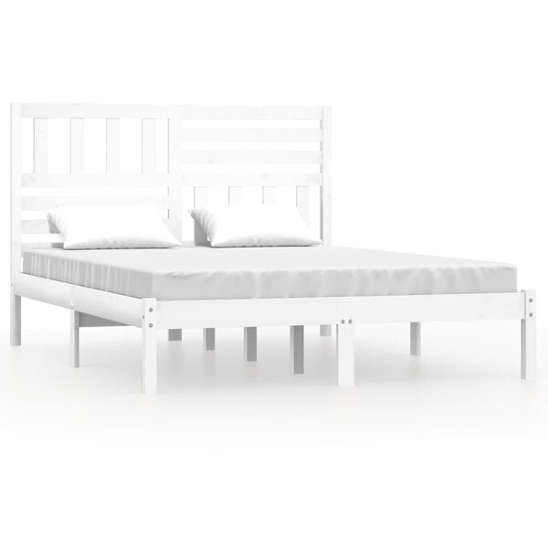 vidaXL Cadre de lit Blanc Bois de pin massif 140x200 cm