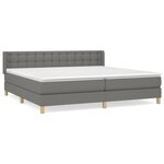 vidaXL Sommier à lattes de lit avec matelas Gris foncé 180x200cm Tissu