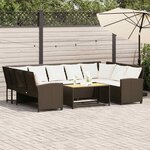vidaXL Canapé de jardin avec coussins marron résine tressée