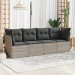 vidaXL Salon de jardin 4 Pièces avec coussins gris clair résine tressée