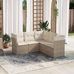 vidaXL Salon de jardin avec coussins 5 Pièces beige résine tressée
