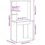 vidaXL Bureau Chêne fumé 78.5 x 37 x 154.5 cm Bois d'ingénierie
