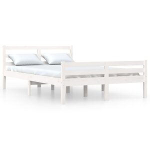 vidaXL Cadre de lit Blanc Bois massif 135x190 cm Double