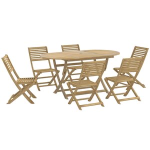 vidaXL Ensemble à manger de jardin 7 Pièces Bois d'acacia solide