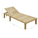 vidaXL Chaise longue avec coussin carreaux rouge Bois de pin imprégné