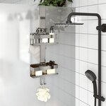 vidaXL Support de douche suspendu acier inoxydable 304 brossé
