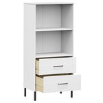 vidaXL Bibliothèque à 2 tiroirs Blanc 60x35x128 5 cm Bois massif OSLO