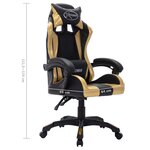 vidaXL Fauteuil de jeux vidéo avec LED RVB Doré et noir Similicuir