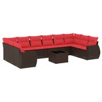 vidaXL Salon de jardin et coussins 11 Pièces marron résine tressée