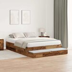 vidaXL Cadre de lit avec rangement Bois ancien 236.5 x 140 x 31.5 cm