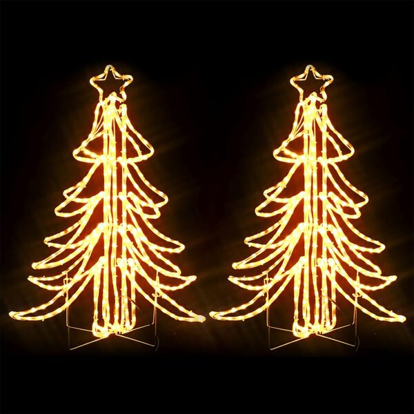vidaXL Arbres de Noël pliables avec LED 2 Pièces Blanc chaud 87x87x93 cm
