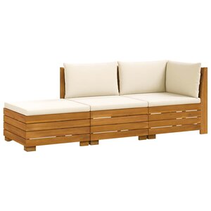 vidaXL Ensemble de canapés d'extérieur avec coussin 3 Pièce Marron