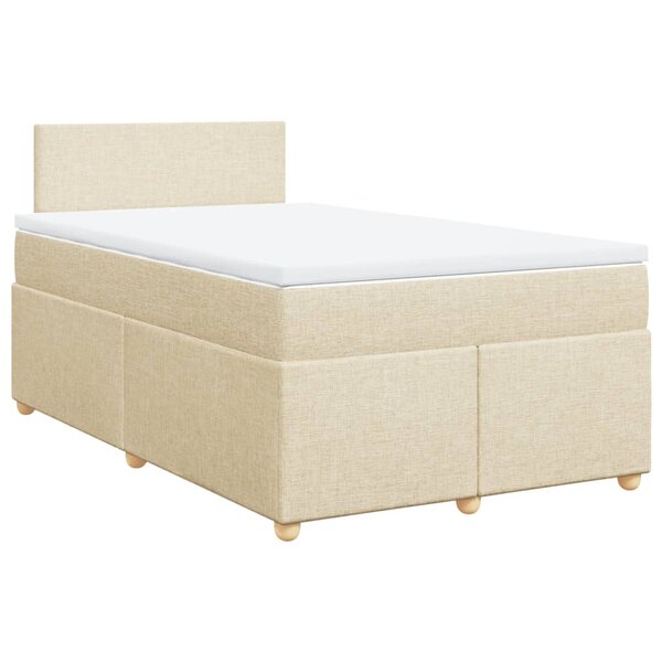 vidaXL Sommier à lattes de lit avec matelas Crème 120x200 cm Tissu