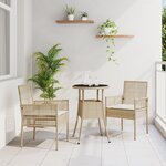 vidaXL Ensemble de Dîner de Jardin de 3 Pièces en Rotin Beige