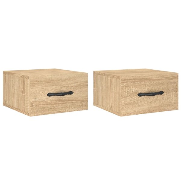 vidaXL Tables de chevet murales 2 Pièces chêne sonoma 35x35x20 cm