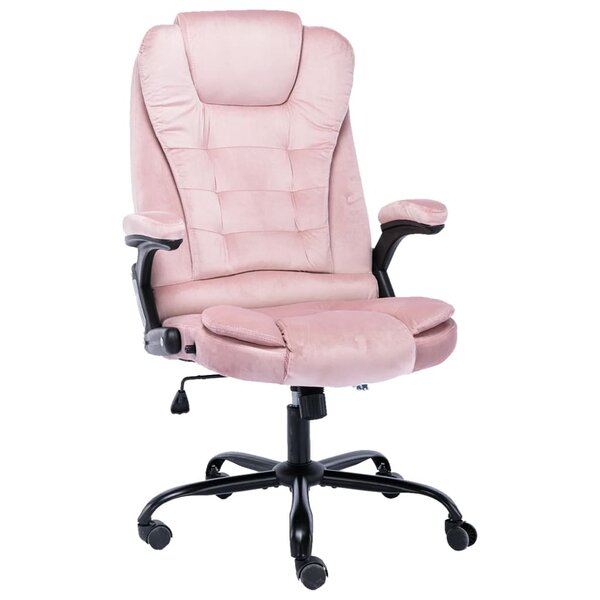 Chaise fauteuil siège de bureau informatique étude Rosevelours rose 02_0024058