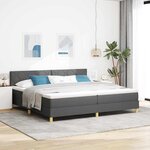 vidaXL Lit boxspring avec matelas Gris foncé 200 x 200 cm tissu