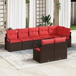 vidaXL Ensemble de canapé de jardin avec coussin 8 Pièces Marron et rouge