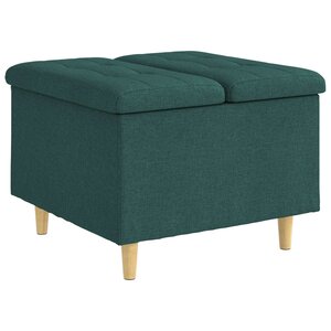 vidaXL Pouf de rangement avec coussin Vert foncé 60 x 60 x 45 cm tissu
